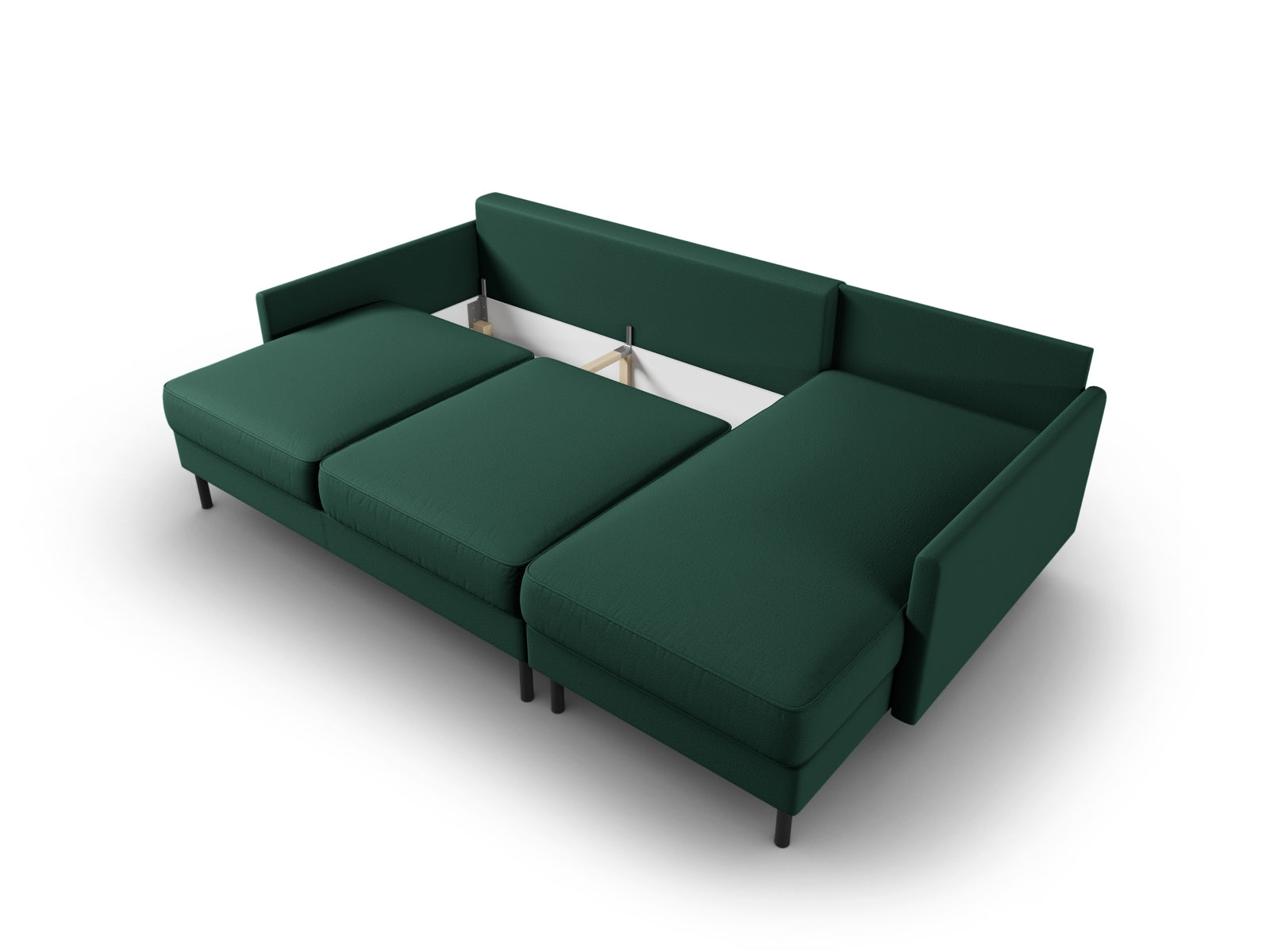 Modernes Scott Ecksofa in edlem Grün, ideal für entspannte Abende, mit zusätzlichem Stauraum und Schlaffunktion für Übernachtungsgäste.
