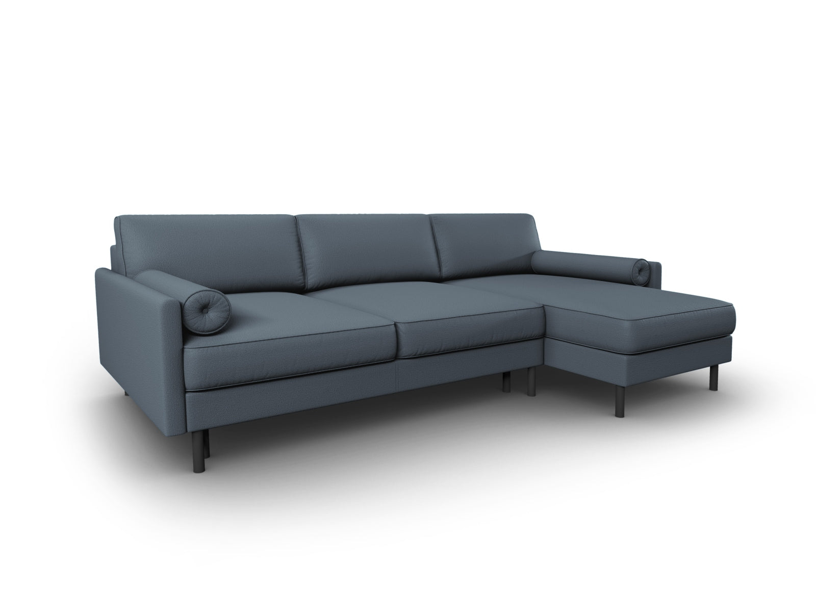 Elegantes Scott Ecksofa in Blau, 5-Sitzer mit praktischer Schlaffunktion und Stauraum, perfekt für stilvolle und funktionale Wohnräume.