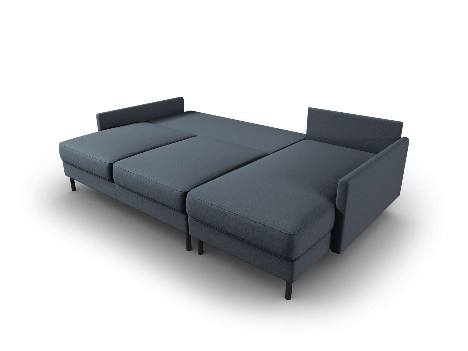 Elegantes Scott Ecksofa in trendigem Blau, 5-Sitzer mit praktischer Schlaffunktion und zusätzlichem Stauraum für optimalen Komfort.