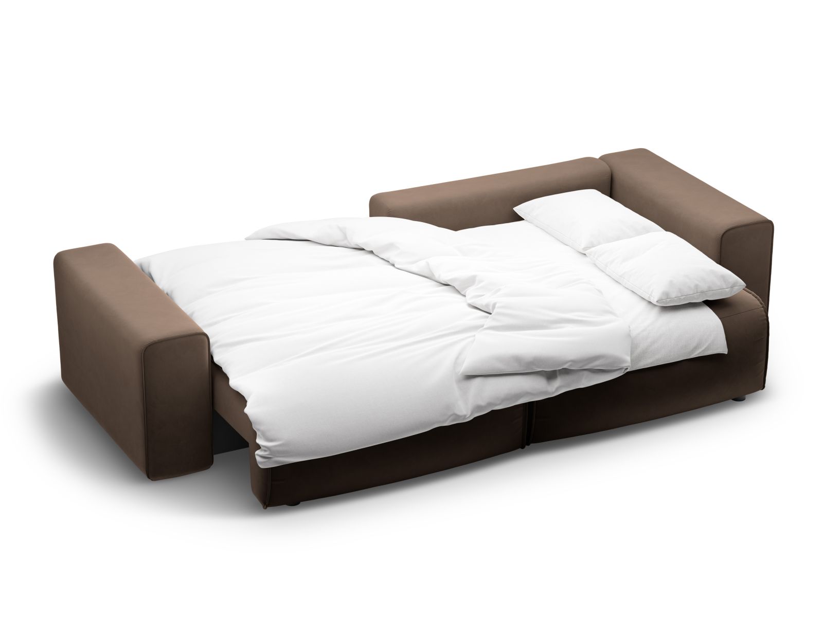 Modernes 3-Sitzer Ecksofa Victor in edlem Schokoladenbraun, ideal für gemütliche Abende und als Schlafgelegenheit mit praktischem Stauraum.