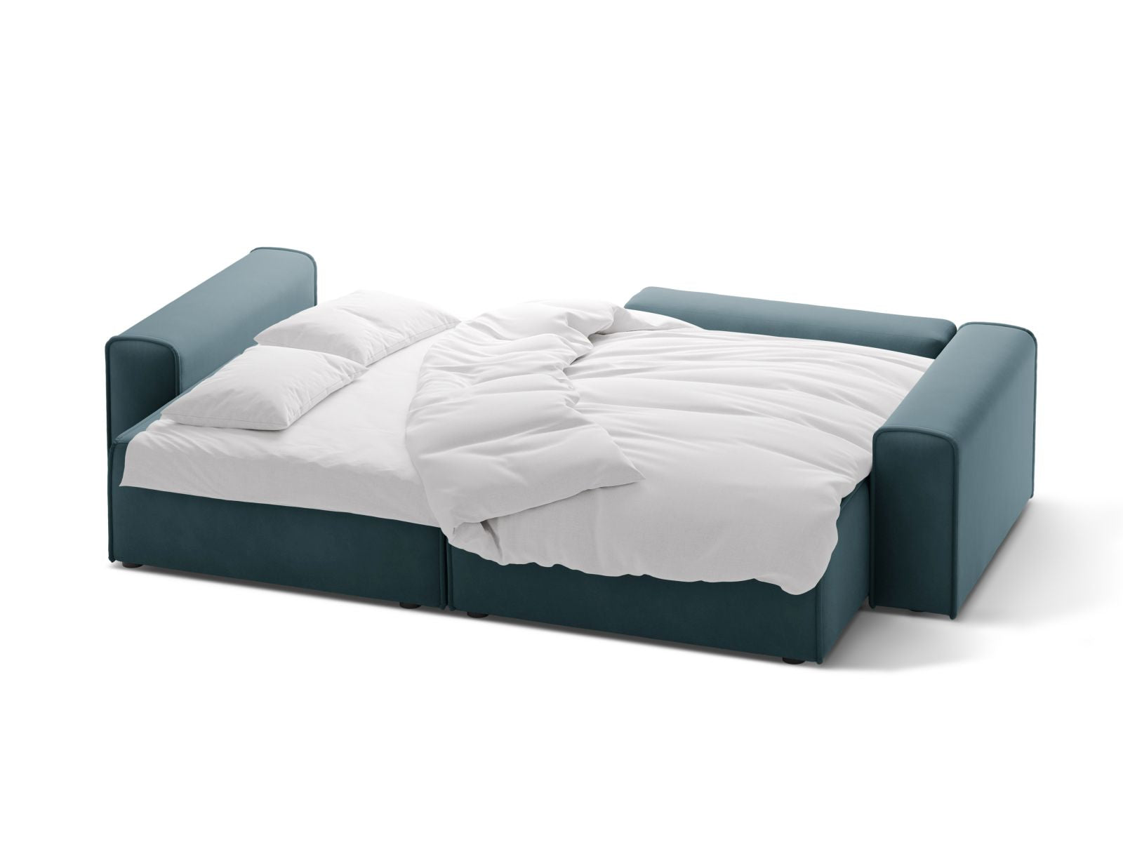 Stylisches Ecksofa Victor in Blau, bietet komfortable Sitzgelegenheiten, eine Schlaffunktion und cleveren Stauraum für Ihr Zuhause.
