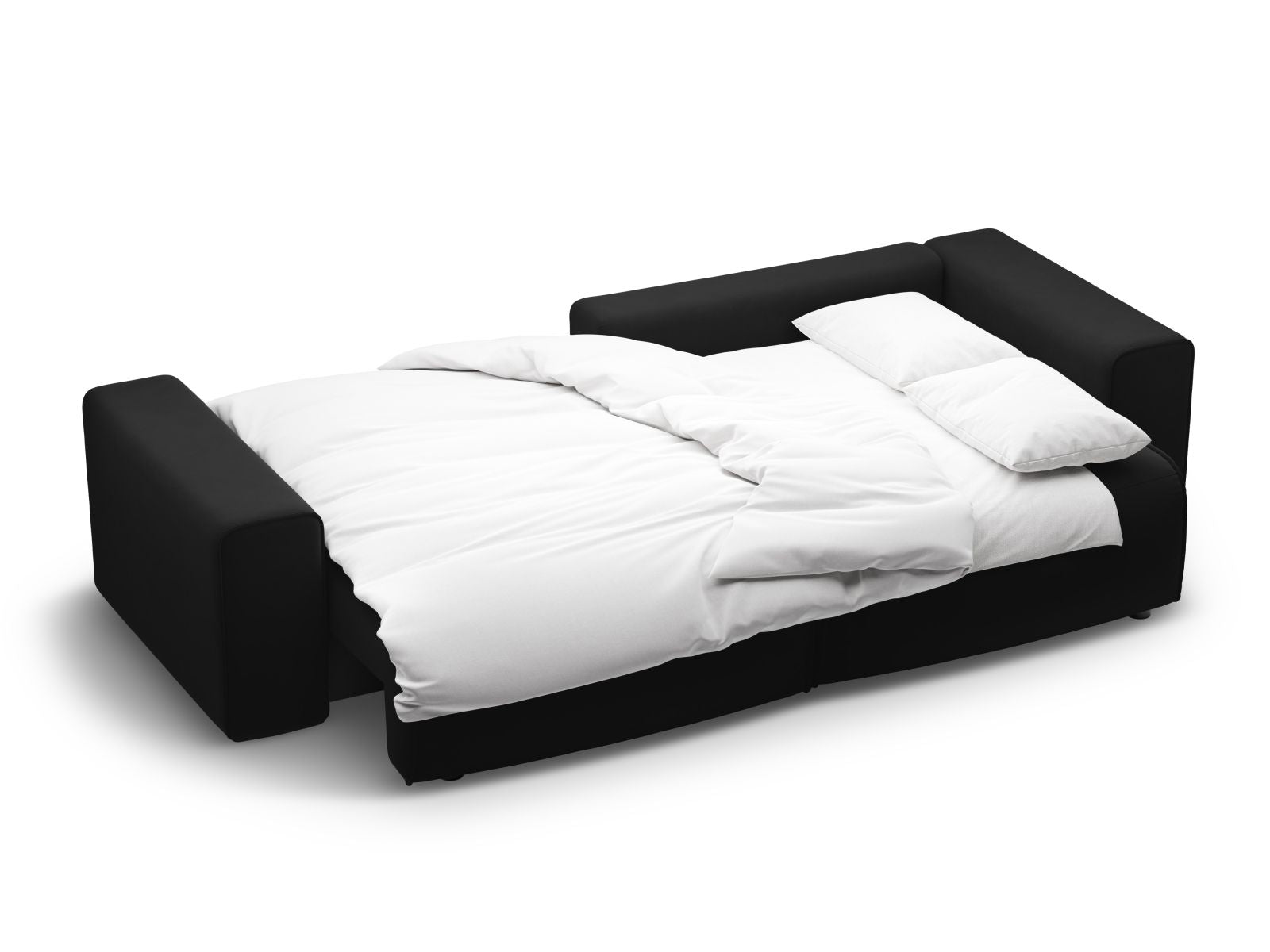 Modernes 3-Sitzer Ecksofa Victor in stilvollem Schwarz, perfekt für gemütliche Abende, mit praktischer Schlaffunktion und integriertem Stauraum.