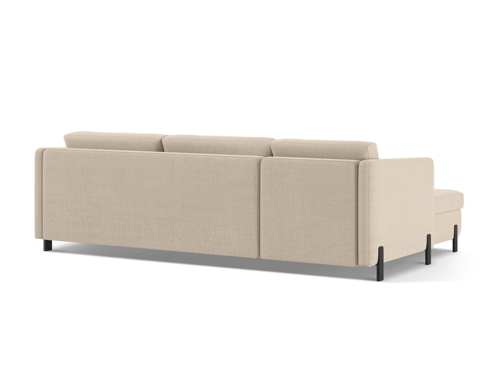 Beige Ecksofa Gloria von Micadoni, rechtsseitig, 4-Sitzer mit integriertem Stauraum und Schlaffunktion für vielseitige Nutzung im Wohnbereich.