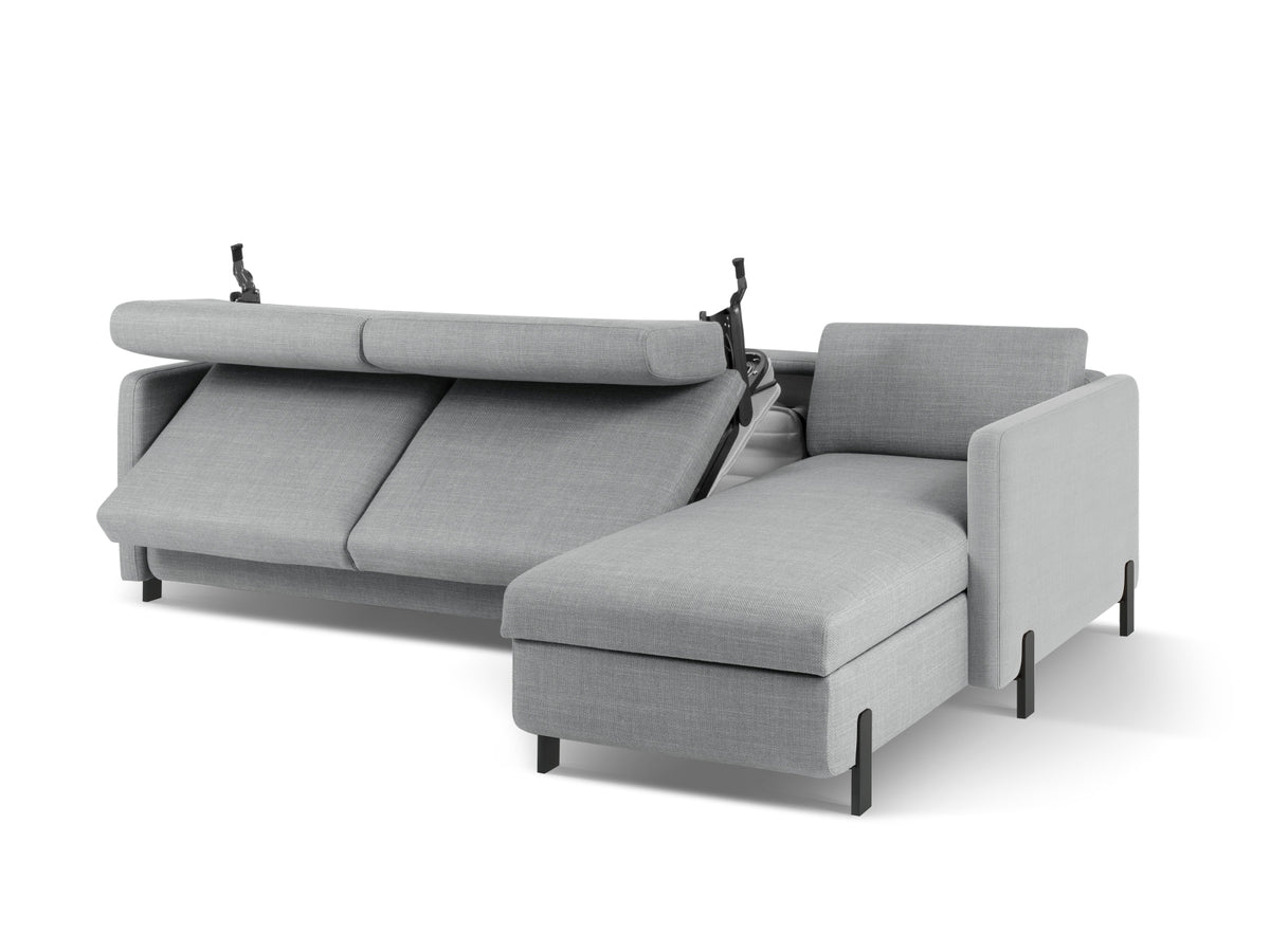 Gloria Ecksofa rechts mit Schlaffunktion und Stauraum 4 Sitzer in Light Grey-Bjorn präsentiert im Onlineshop von KAQTU Design AG. Bettsofa rechts ist von Micadoni