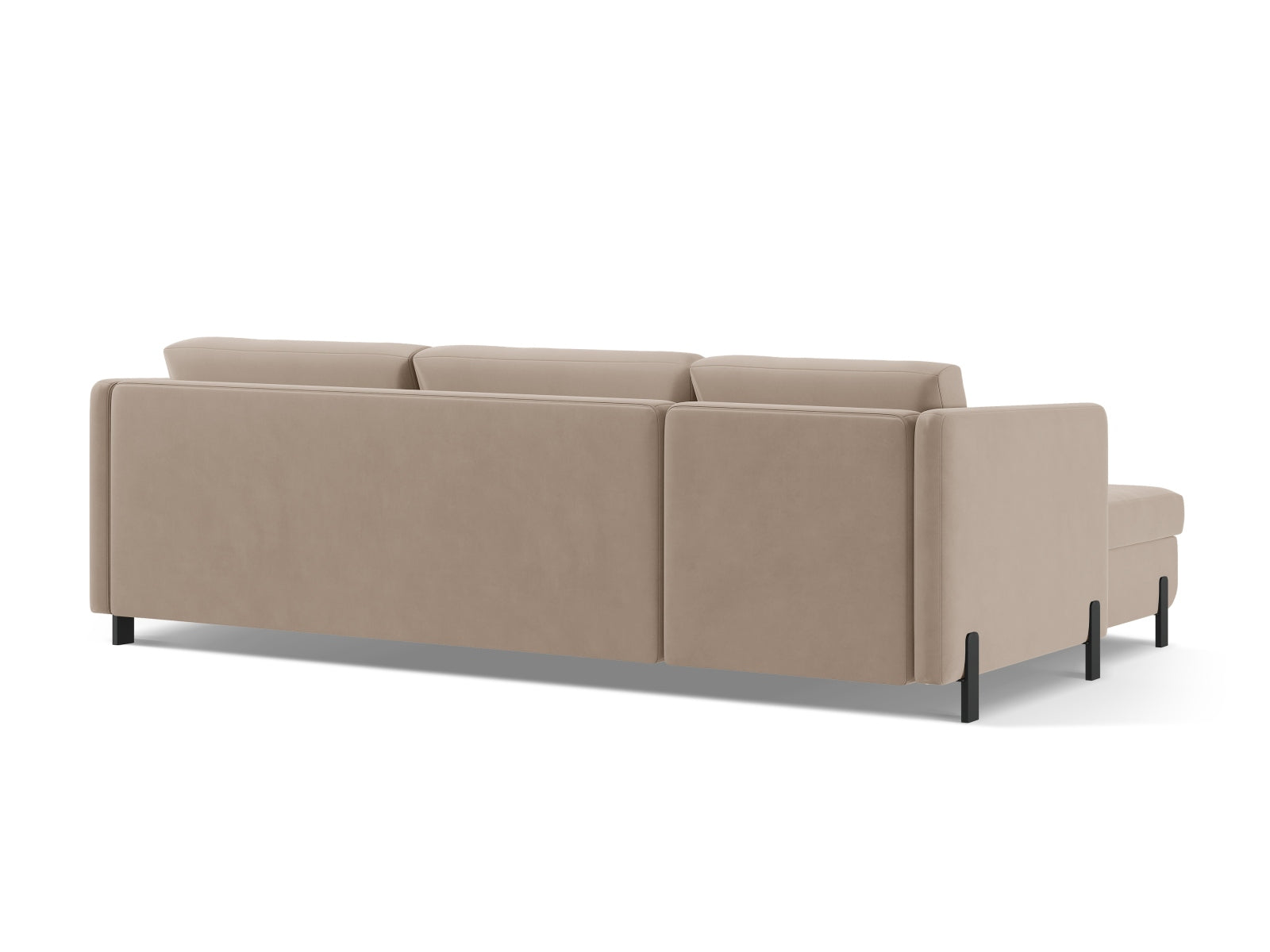 Entdecken Sie das elegante Gloria Velour Ecksofa rechts von Micadoni – ein 4-Sitzer mit Schlaffunktion, ideal für entspannte Abende und komfortable Nächte.