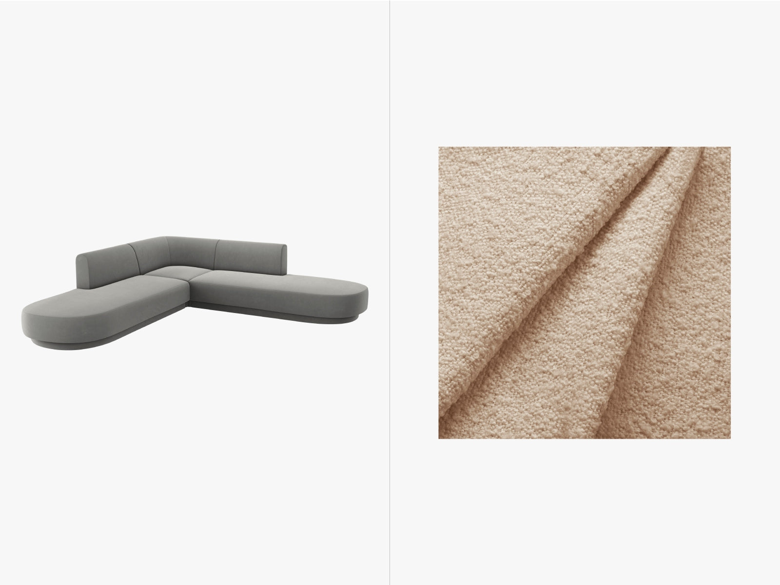 Miley Boucle Symmetrical Ecksofa 5 Sitzer in Beige präsentiert im Onlineshop von KAQTU Design AG. 3er Sofa ist von Micadoni