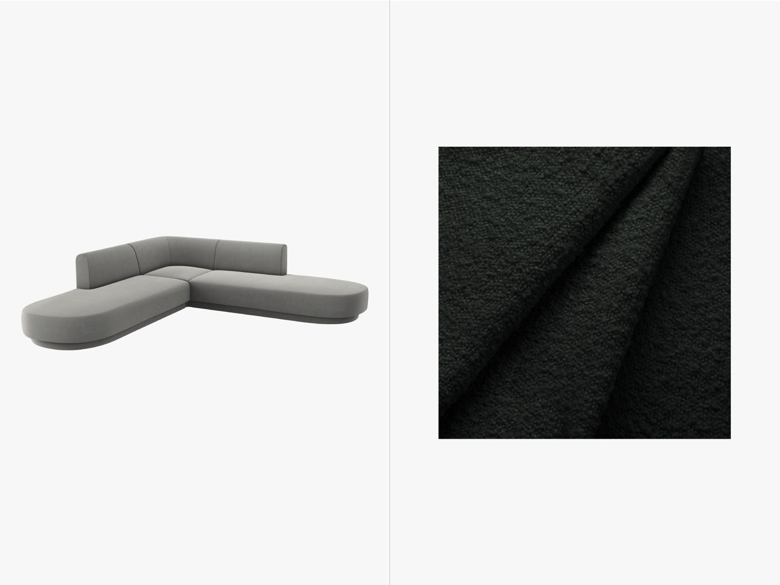 Miley Boucle Symmetrical Ecksofa 5 Sitzer in Black präsentiert im Onlineshop von KAQTU Design AG. 3er Sofa ist von Micadoni