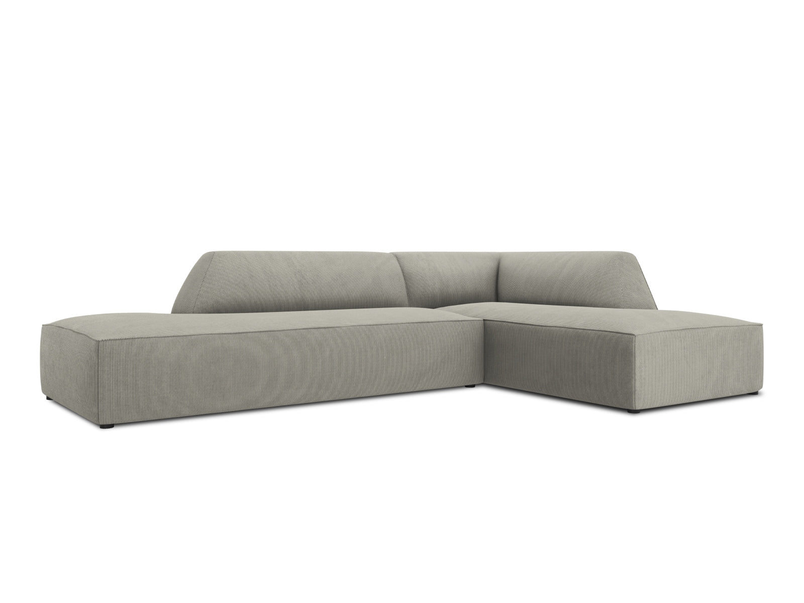 Stylisches Ruby Ecksofa in hellem Grau, 4-Sitzer mit offenem Ende rechts, ideal für moderne Wohnräume von Micadoni.