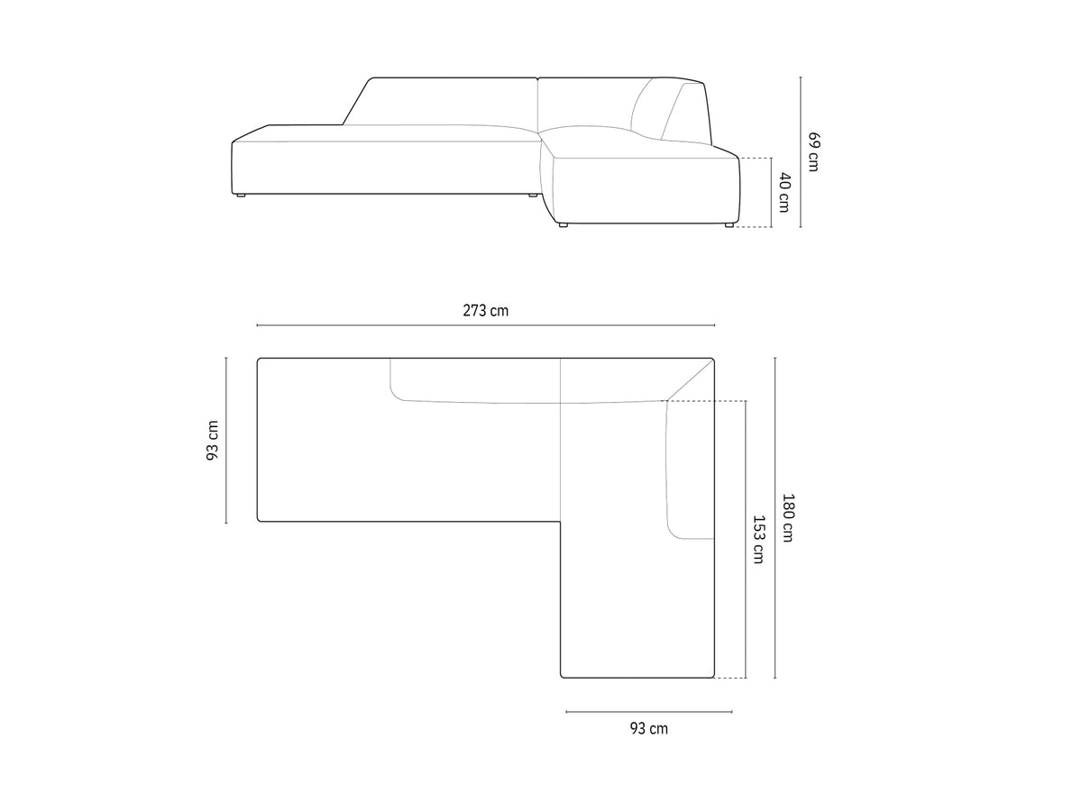 Ruby Modulares Ecksofa Open end rechts 4 Sitzer in Black-Scala präsentiert im Onlineshop von KAQTU Design AG. L-Sofa rechts ist von Micadoni