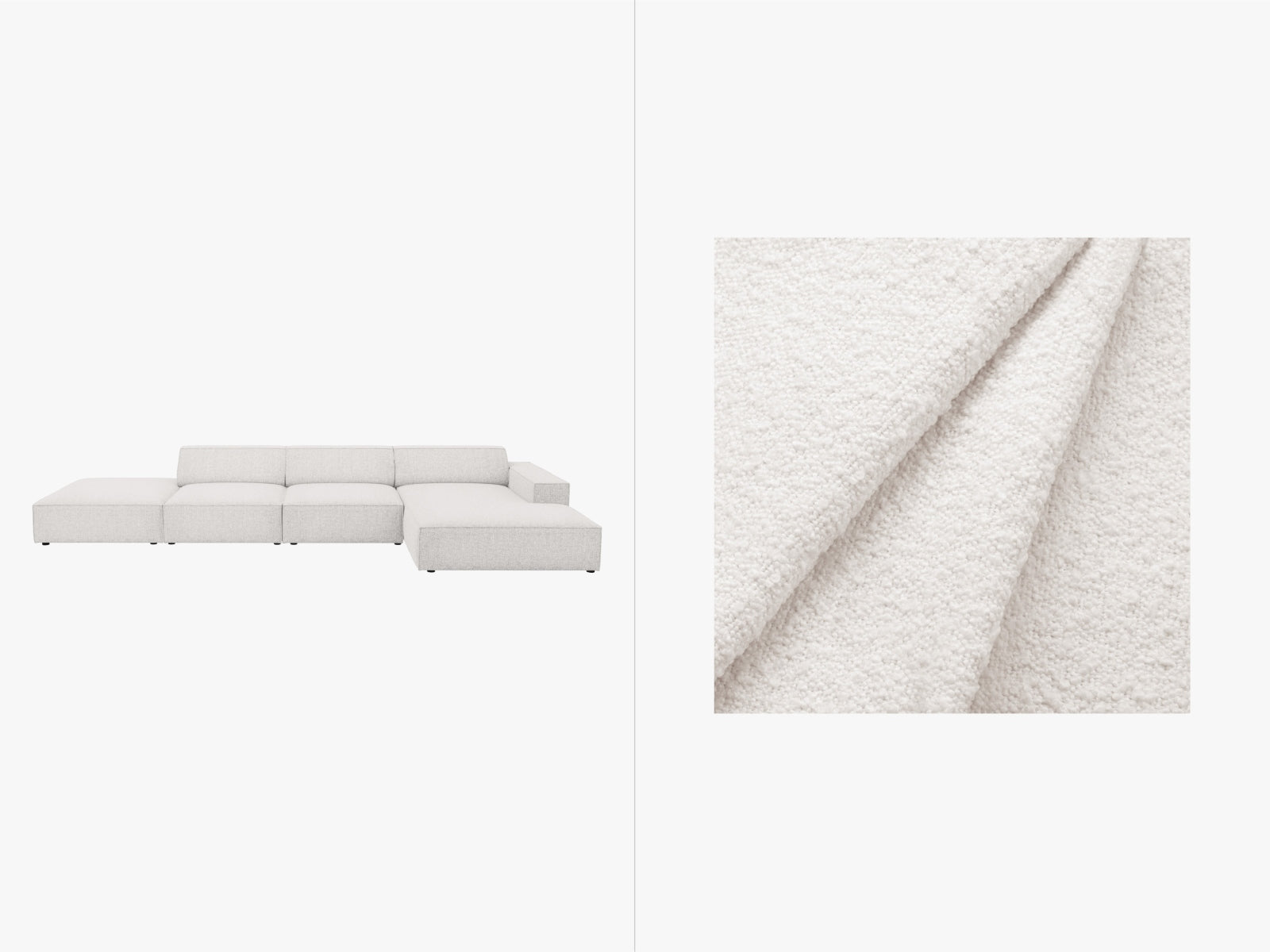 Jodie Boucle modulares Ecksofa rechts 5 Sitzer in White präsentiert im Onlineshop von KAQTU Design AG. Ecksofa rechts ist von Micadoni