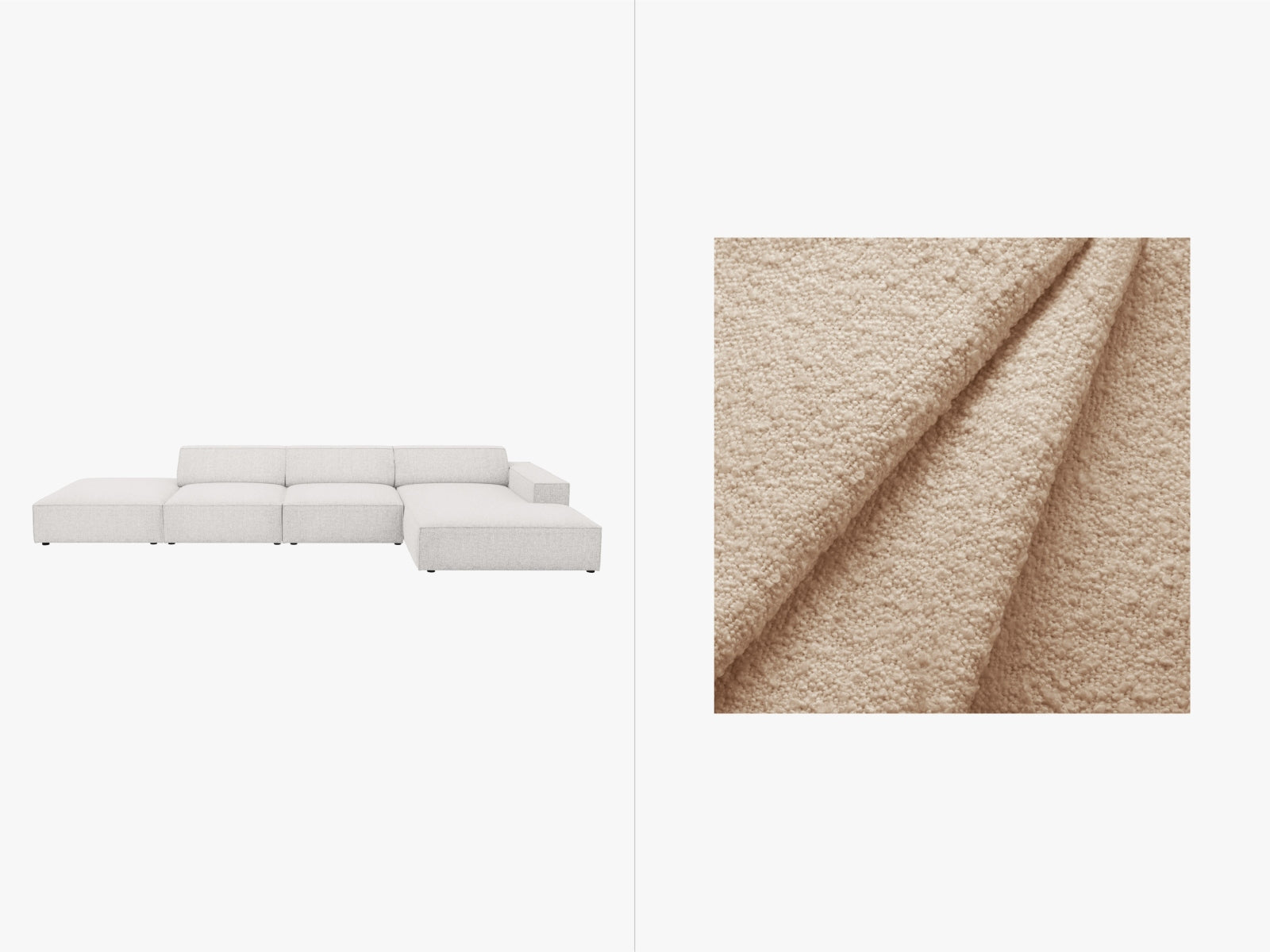 Jodie Boucle modulares Ecksofa rechts 5 Sitzer in Beige präsentiert im Onlineshop von KAQTU Design AG. Ecksofa rechts ist von Micadoni