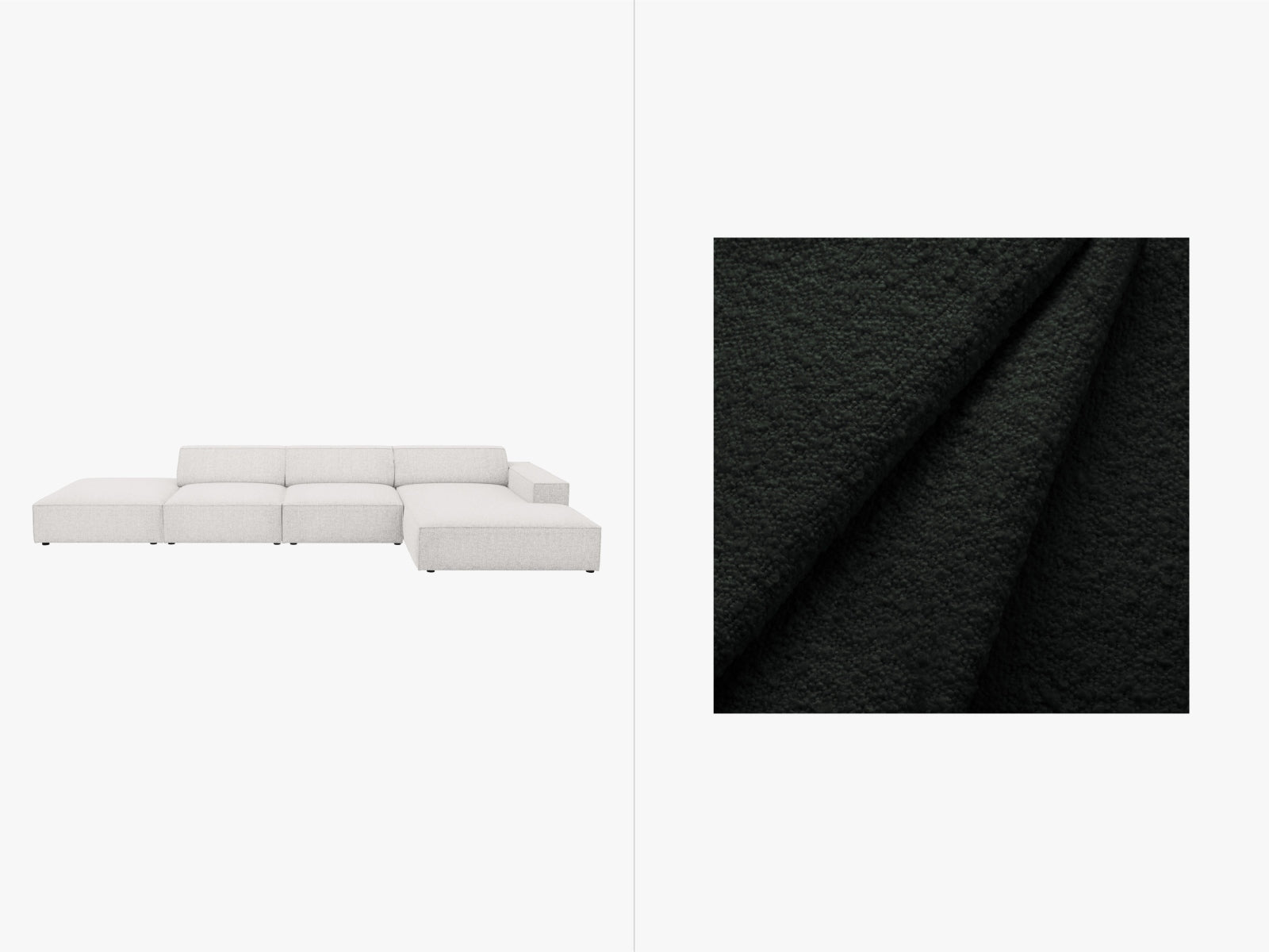Jodie Boucle modulares Ecksofa rechts 5 Sitzer in Black präsentiert im Onlineshop von KAQTU Design AG. Ecksofa rechts ist von Micadoni
