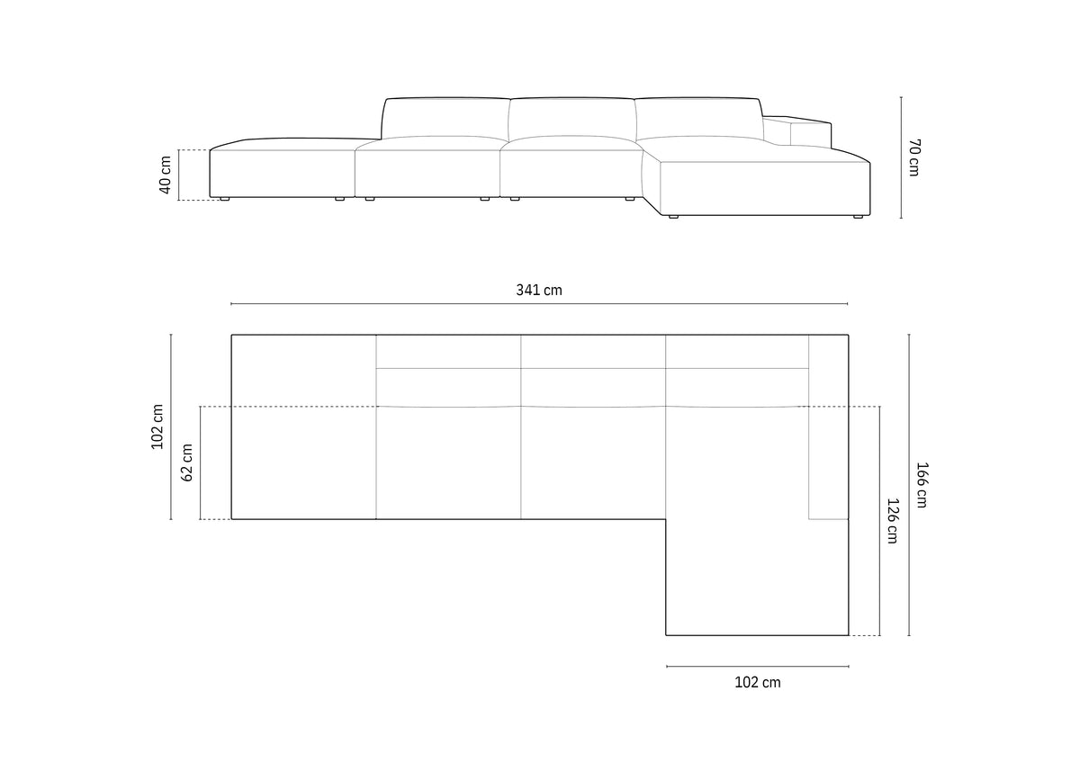 Jodie Boucle modulares Ecksofa rechts 5 Sitzer in Light Grey-Baloo präsentiert im Onlineshop von KAQTU Design AG. L-Sofa rechts ist von Micadoni
