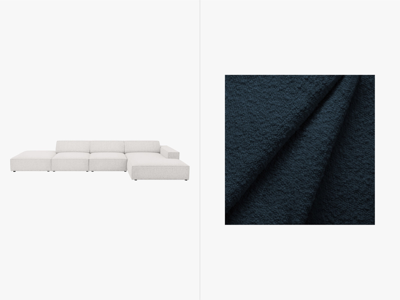 Jodie Boucle modulares Ecksofa rechts 5 Sitzer in Dark Blue präsentiert im Onlineshop von KAQTU Design AG. Ecksofa rechts ist von Micadoni
