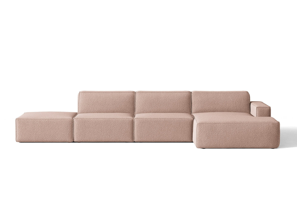 Jodie Boucle modulares Ecksofa rechts 5 Sitzer in Powder Pink-Baloo präsentiert im Onlineshop von KAQTU Design AG. L-Sofa rechts ist von Micadoni