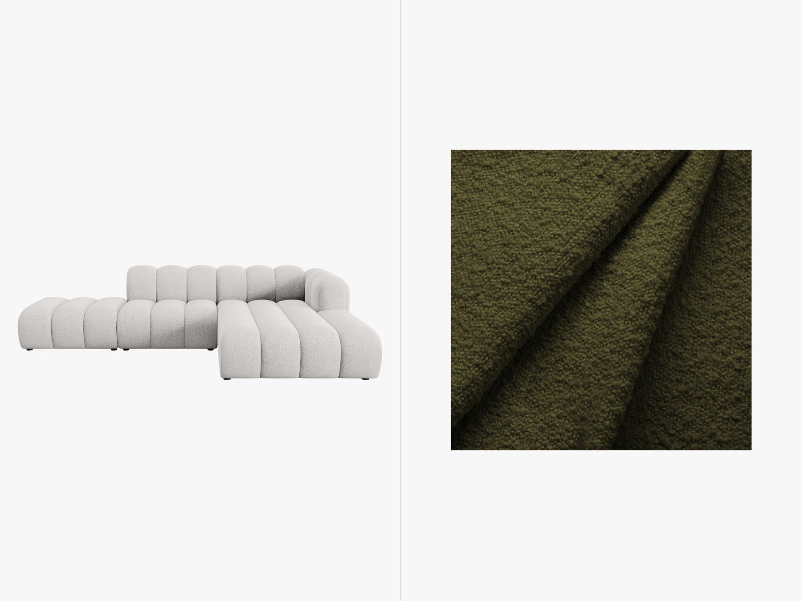 Lupine Modulares Ecksofa open rechts 5 Sitzer in Dark Olive Green präsentiert im Onlineshop von KAQTU Design AG. L-Sofa rechts ist von Micadoni