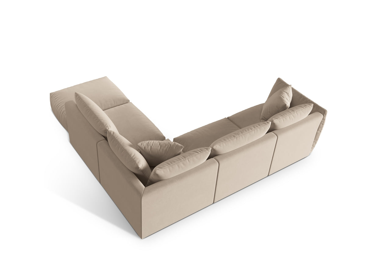 Chris Velour Modular Ecksofa rechts 4 Sitzer in Ecru-Casino präsentiert im Onlineshop von KAQTU Design AG. Ecksofa rechts ist von Micadoni