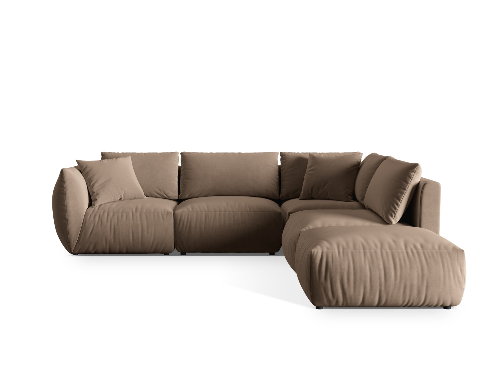 Chris Velour Modular Ecksofa rechts 4 Sitzer in Light Brown präsentiert im Onlineshop von KAQTU Design AG. Ecksofa rechts ist von Micadoni
