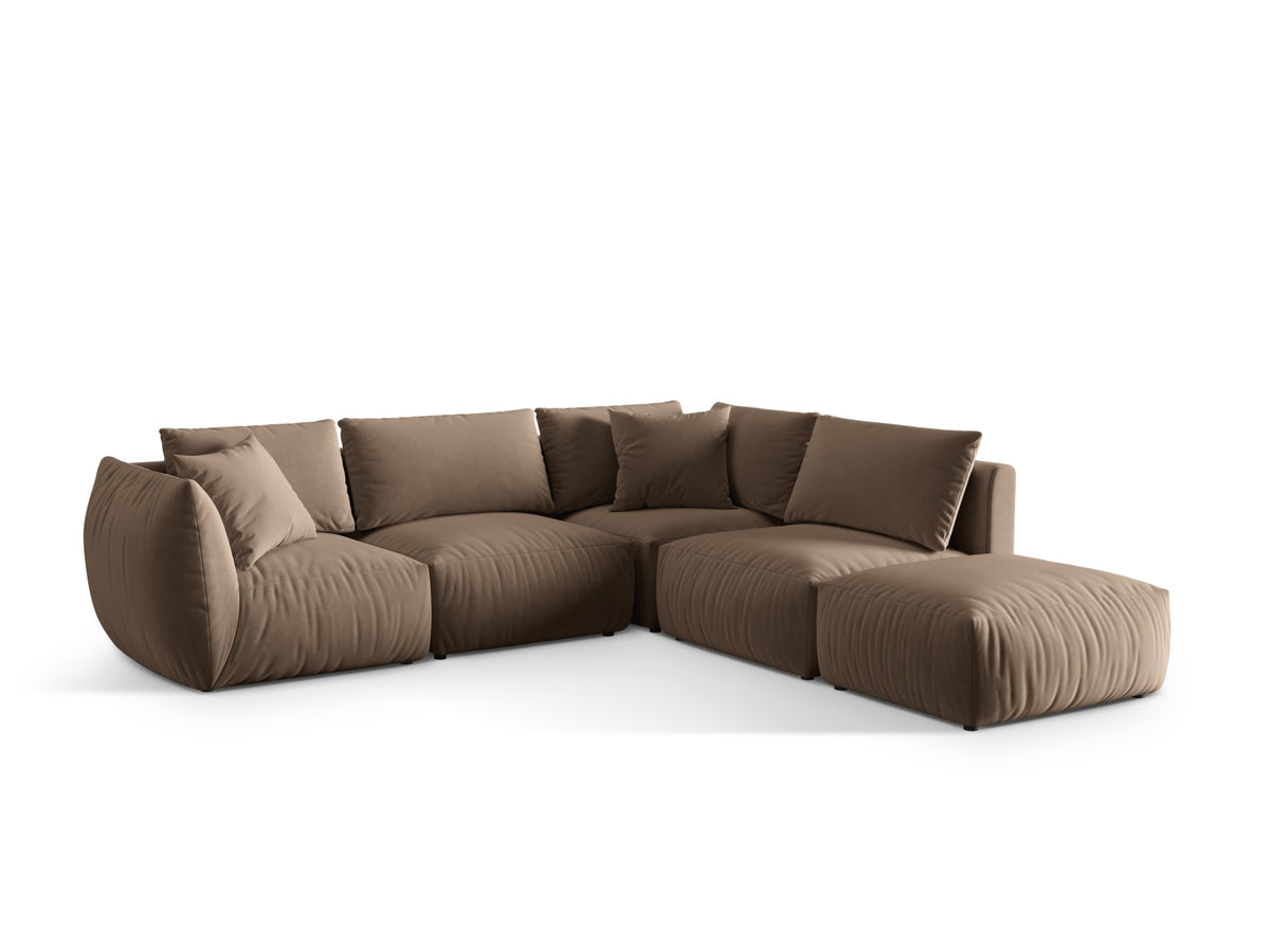 Chris Velour Modular Ecksofa rechts 4 Sitzer in Light Brown-Casino präsentiert im Onlineshop von KAQTU Design AG. Ecksofa rechts ist von Micadoni