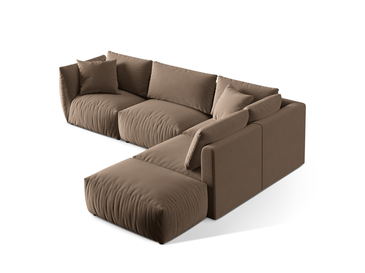 Chris Velour Modular Ecksofa rechts 4 Sitzer in Light Brown-Casino präsentiert im Onlineshop von KAQTU Design AG. Ecksofa rechts ist von Micadoni