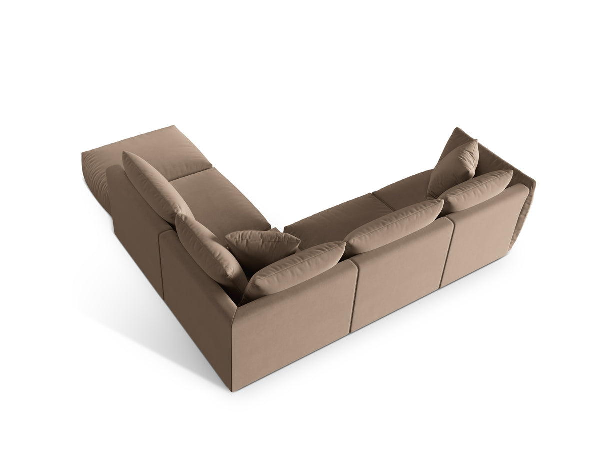Chris Velour Modular Ecksofa rechts 4 Sitzer in Light Brown-Casino präsentiert im Onlineshop von KAQTU Design AG. Ecksofa rechts ist von Micadoni