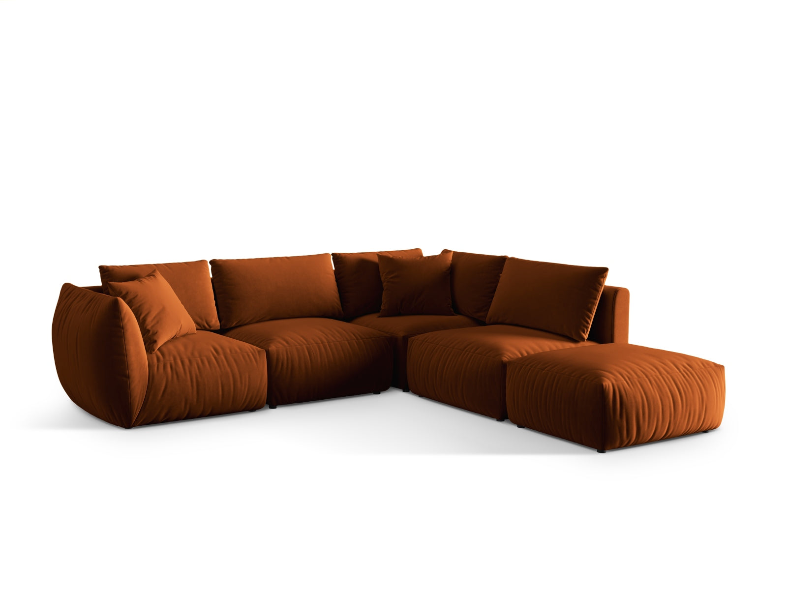 Erleben Sie das Chris Velour Modular Ecksofa rechts von Micadoni – ein stilvolles 4-Sitzer Sofa, das Komfort und modernes Design perfekt kombiniert!