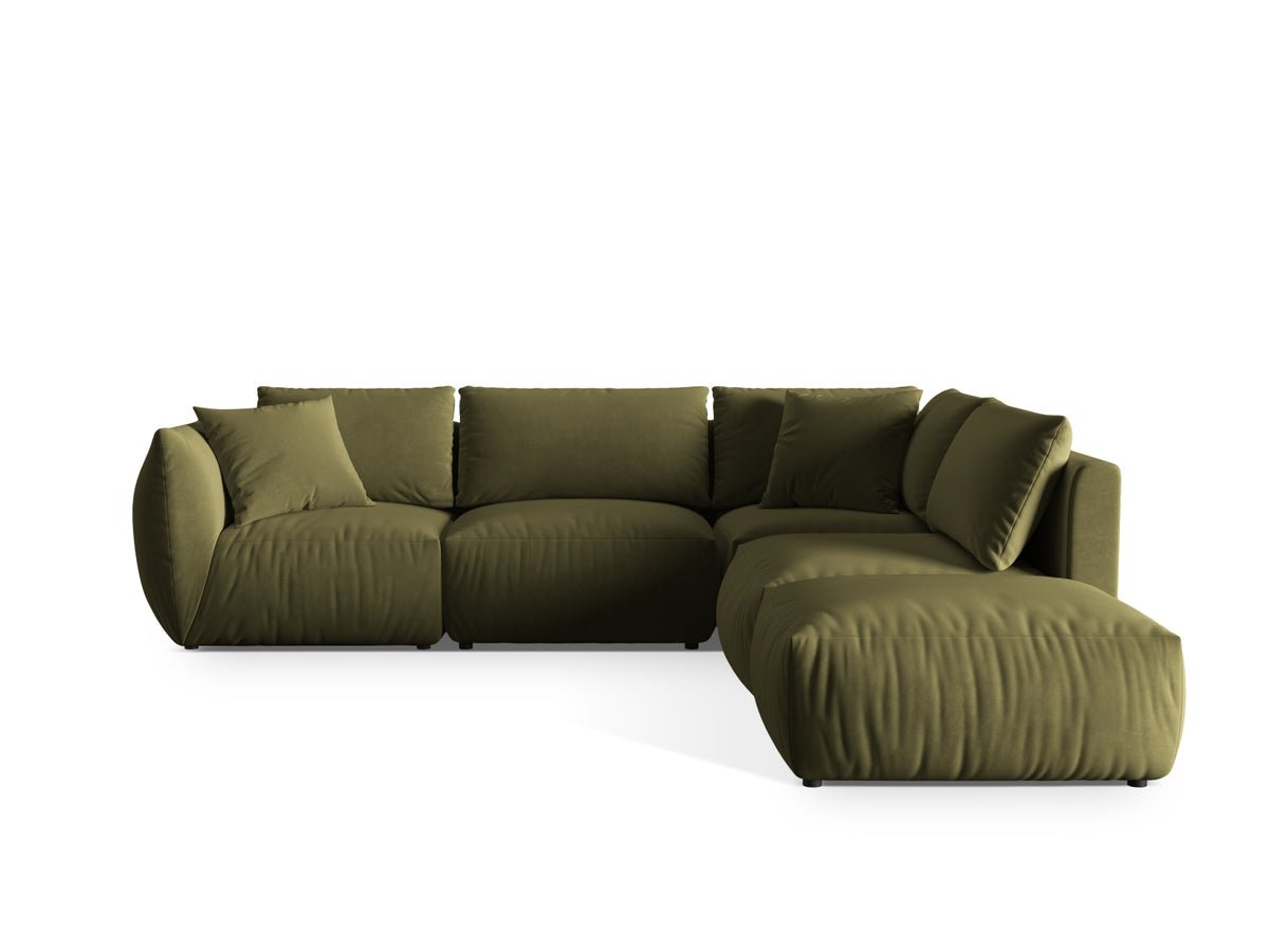 Chris Velour Modular Ecksofa rechts 4 Sitzer in Light Green-Casino präsentiert im Onlineshop von KAQTU Design AG. Ecksofa rechts ist von Micadoni