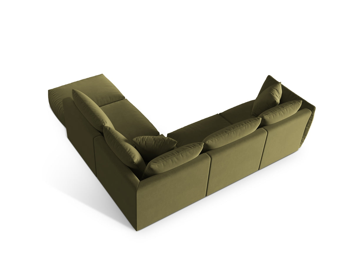 Chris Velour Modular Ecksofa rechts 4 Sitzer in Light Green-Casino präsentiert im Onlineshop von KAQTU Design AG. Ecksofa rechts ist von Micadoni