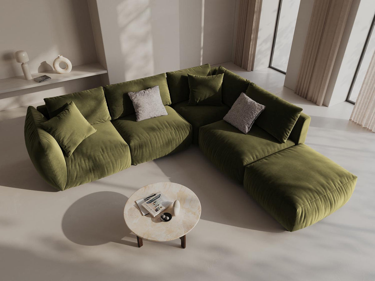 Chris Velour Modular Ecksofa rechts 4 Sitzer in Light Green-Casino präsentiert im Onlineshop von KAQTU Design AG. Ecksofa rechts ist von Micadoni