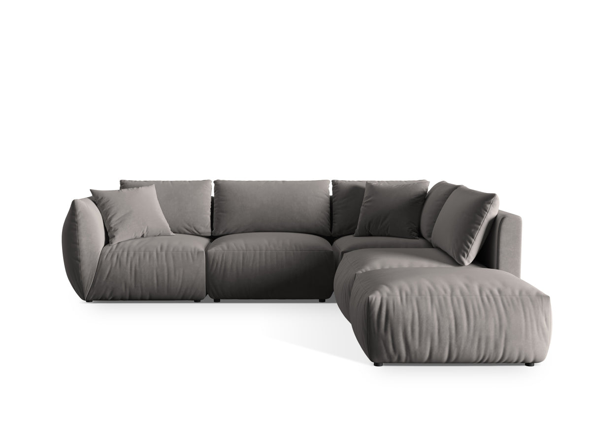 Chris Velour Modular Ecksofa rechts 4 Sitzer in Grey-Casino präsentiert im Onlineshop von KAQTU Design AG. Ecksofa rechts ist von Micadoni
