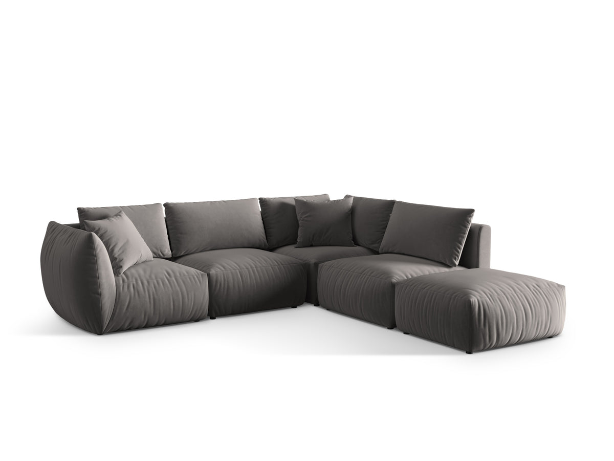 Chris Velour Modular Ecksofa rechts 4 Sitzer in Grey-Casino präsentiert im Onlineshop von KAQTU Design AG. Ecksofa rechts ist von Micadoni