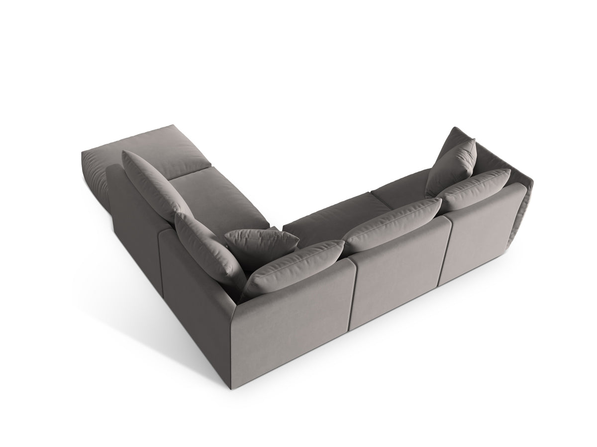 Chris Velour Modular Ecksofa rechts 4 Sitzer in Grey-Casino präsentiert im Onlineshop von KAQTU Design AG. Ecksofa rechts ist von Micadoni