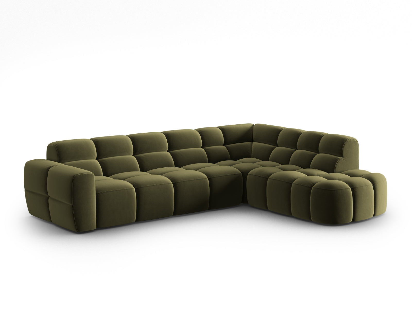 Entdecken Sie das elegante Lisa Velour Ecksofa rechts von Micadoni. Dieses 5-Sitzer Sofa bietet perfekten Komfort und stilvolles Design für Ihr Zuhause.