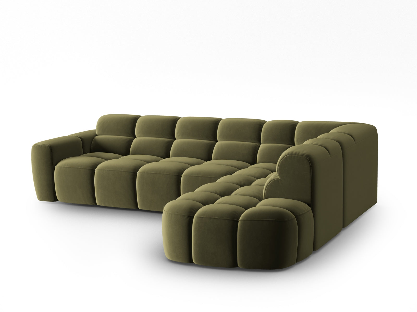 Erleben Sie das stilvolle Lisa Velour Ecksofa rechts von Micadoni. Dieses 5-Sitzer Sofa vereint Komfort und modernes Design für Ihr Wohnzimmer.