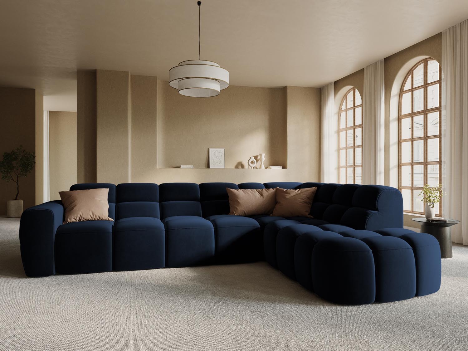 Erleben Sie das stilvolle Lisa Velour Ecksofa rechts von Micadoni. Dieses 5-Sitzer Sofa vereint Komfort und modernes Design für Ihr Wohnzimmer.
