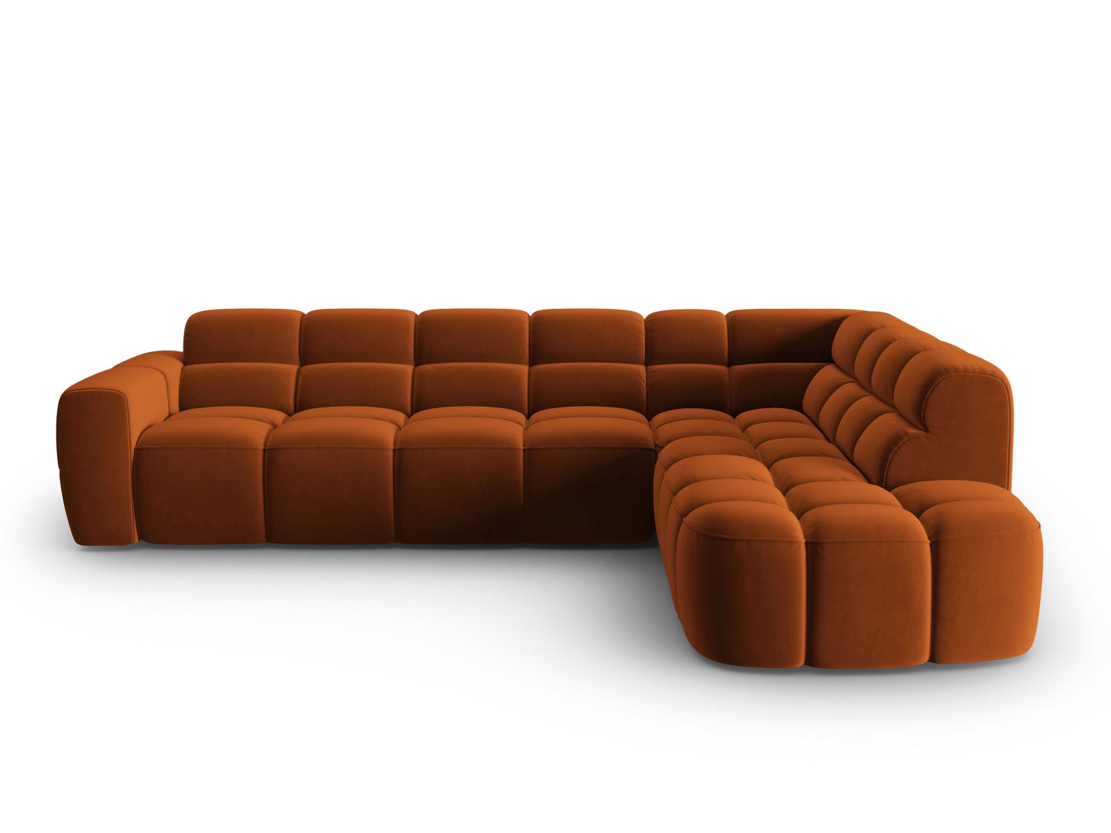 Lisa Velour Ecksofa rechts 5 Sitzer in Terracotta präsentiert im Onlineshop von KAQTU Design AG. Ecksofa rechts ist von Micadoni