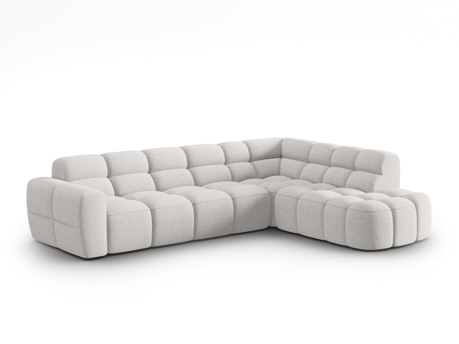 Entdecken Sie das elegante Lisa Ecksofa rechts 5 Sitzer von Micadoni. Hochwertiger Velours, grosszügiger Platz und modernes Design für Ihr Wohnzimmer.