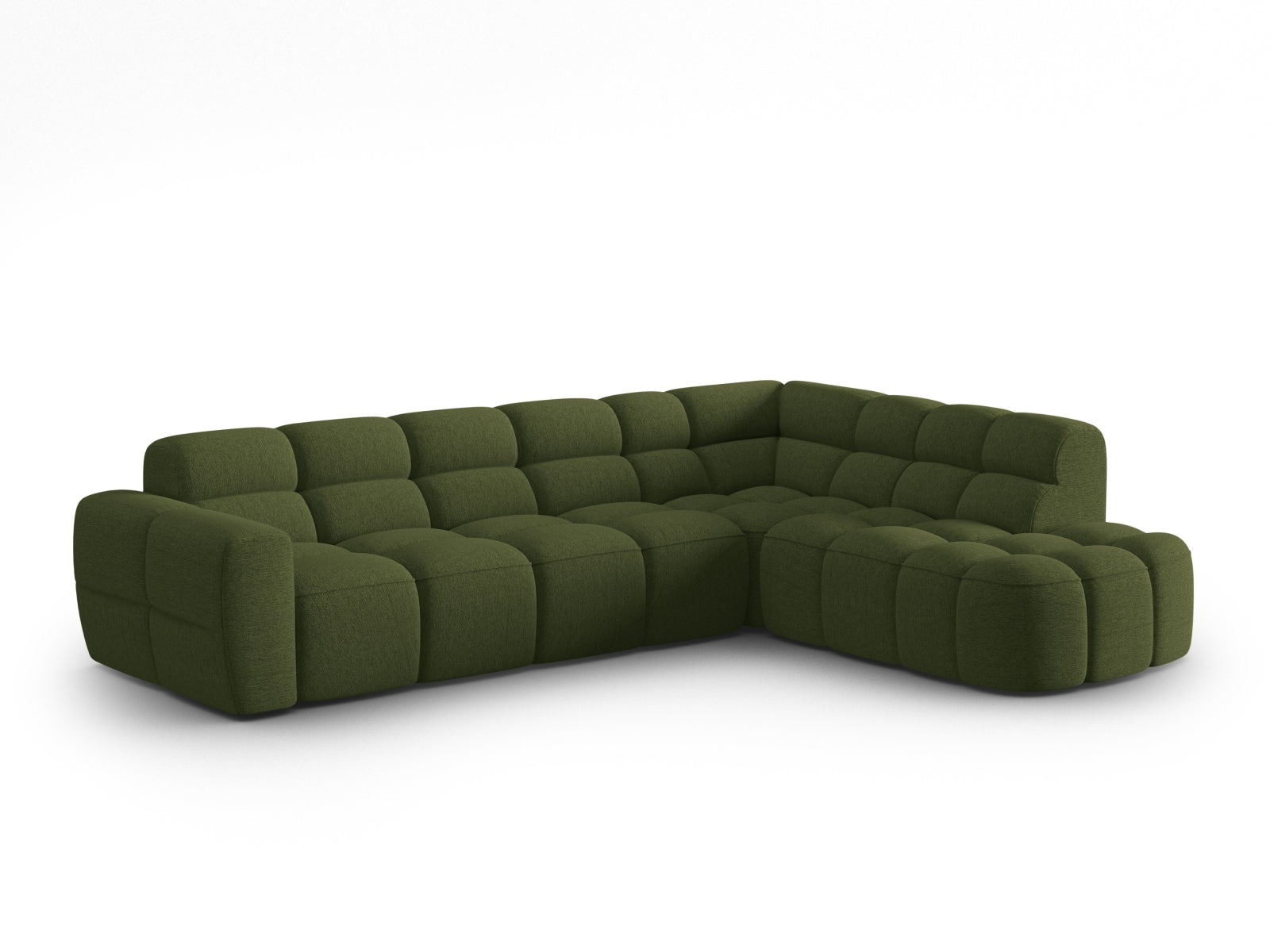 Erleben Sie das stilvolle Lisa Ecksofa rechts 5 Sitzer von Micadoni. Luxuriöser Velours, viel Platz und zeitgemässes Design für Ihr Zuhause.