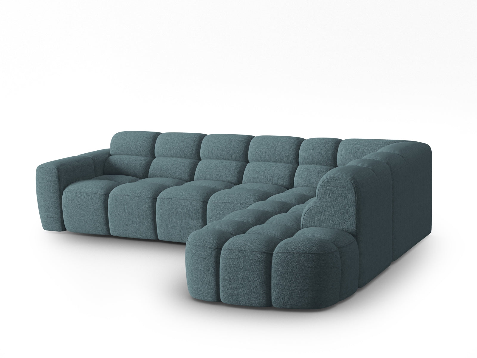 Erleben Sie das stilvolle Lisa Ecksofa rechts 5 Sitzer von Micadoni. Luxuriöser Velours, viel Platz und zeitgemässes Design für Ihr Zuhause.