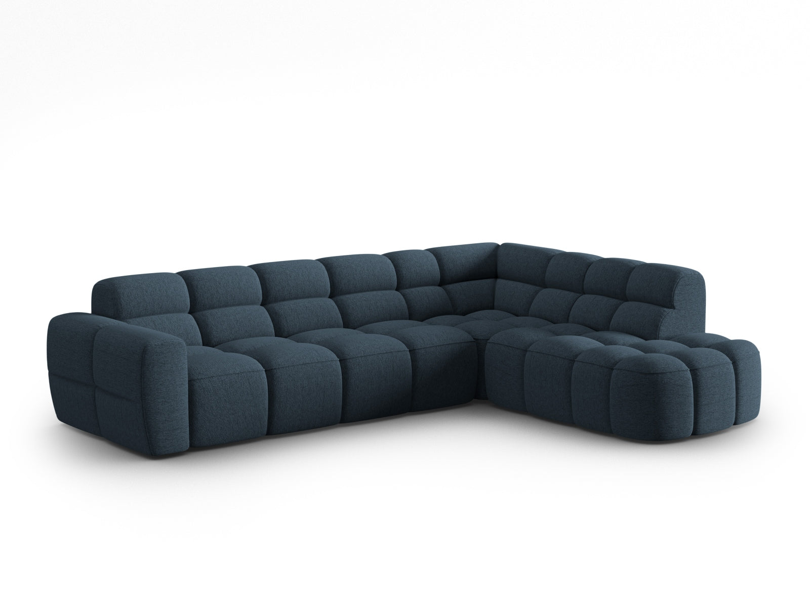 Erleben Sie das stilvolle Lisa Ecksofa rechts 5 Sitzer von Micadoni. Luxuriöser Velours, viel Platz und zeitgemässes Design für Ihr Zuhause.