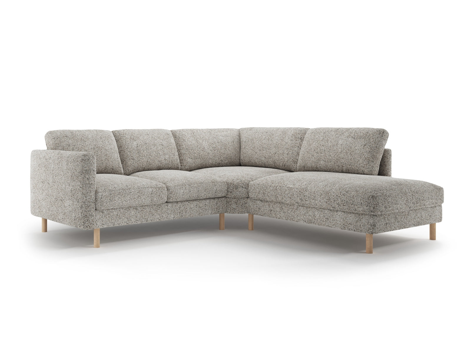 Beige Melange Eden Ecksofa von Micadoni, 4-Sitzer, perfekt für gemütliche Abende und modernes Wohndesign.