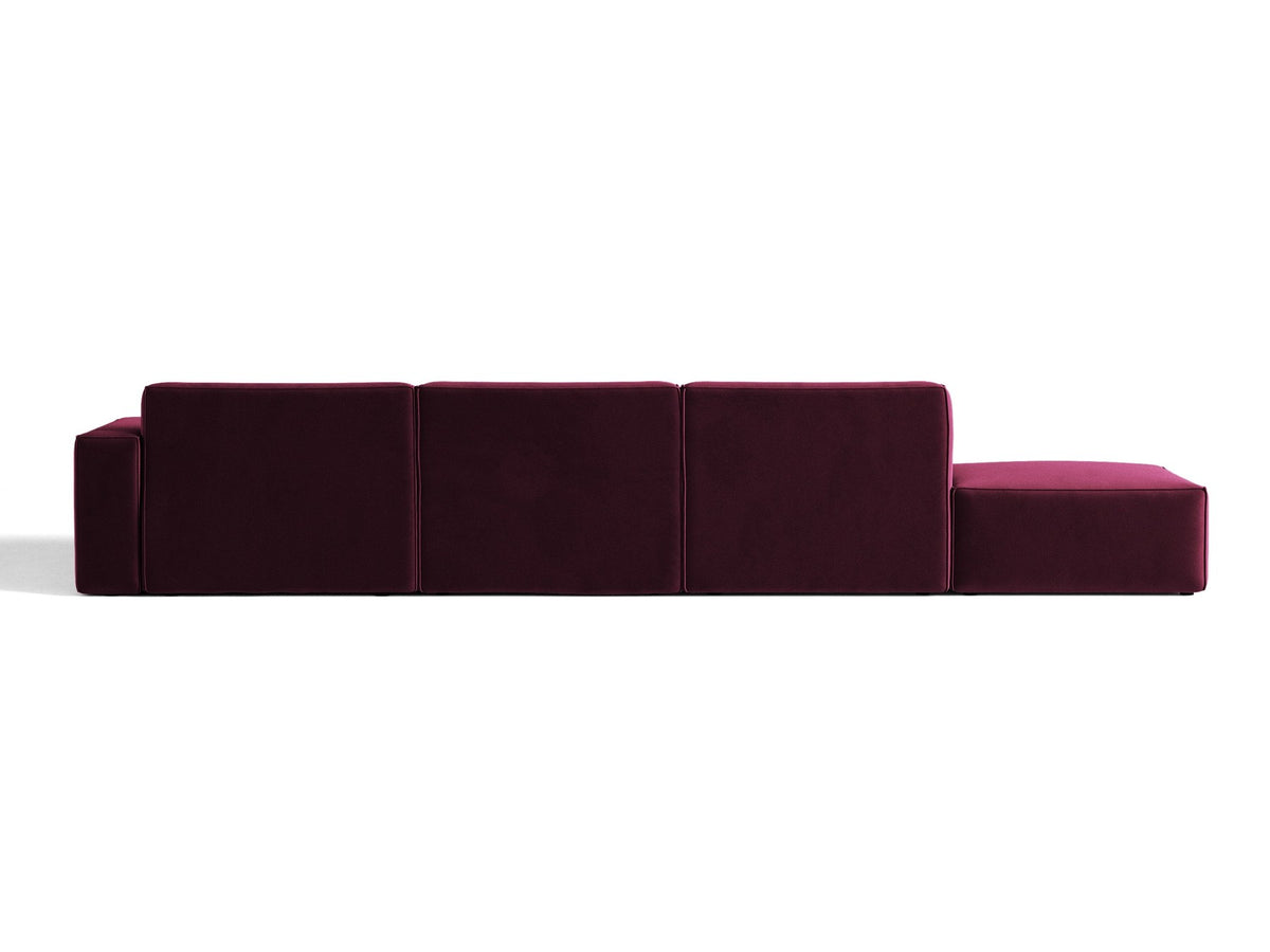 Ecksofa rechts Jodie von Micadoni in Leichtes beige mit Samtstoff-Bezug Venus, modulare Bauweise und schwarzen Kunststoffbeinen.