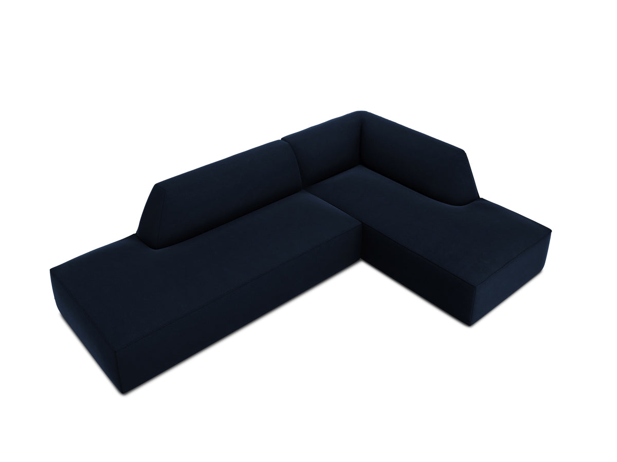 Ruby Velour modulares Ecksofa Open end rechts 4 Sitzer in Royal Blue-Salvador präsentiert im Onlineshop von KAQTU Design AG. L-Sofa rechts ist von Micadoni