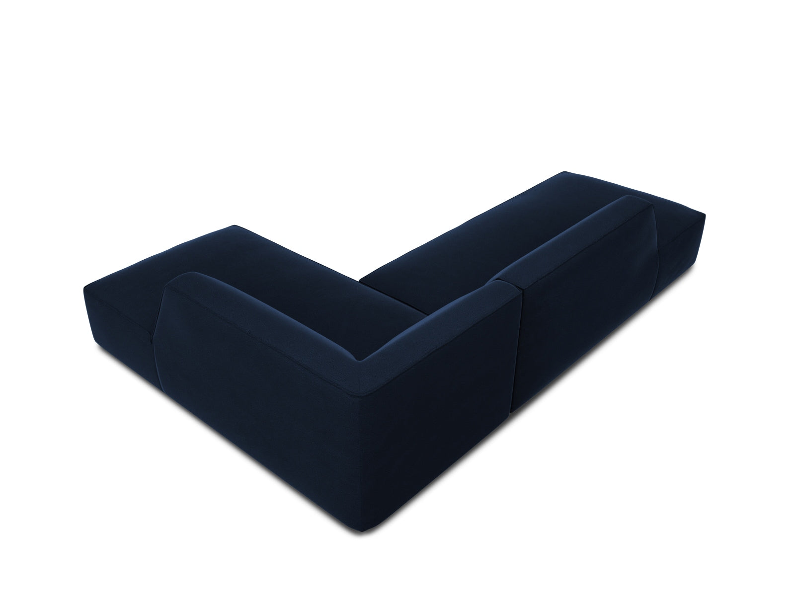 Elegantes Ruby Velour Ecksofa mit offener rechter Seite, perfekt für gesellige Abende. Bietet komfortabel Platz für vier Personen.