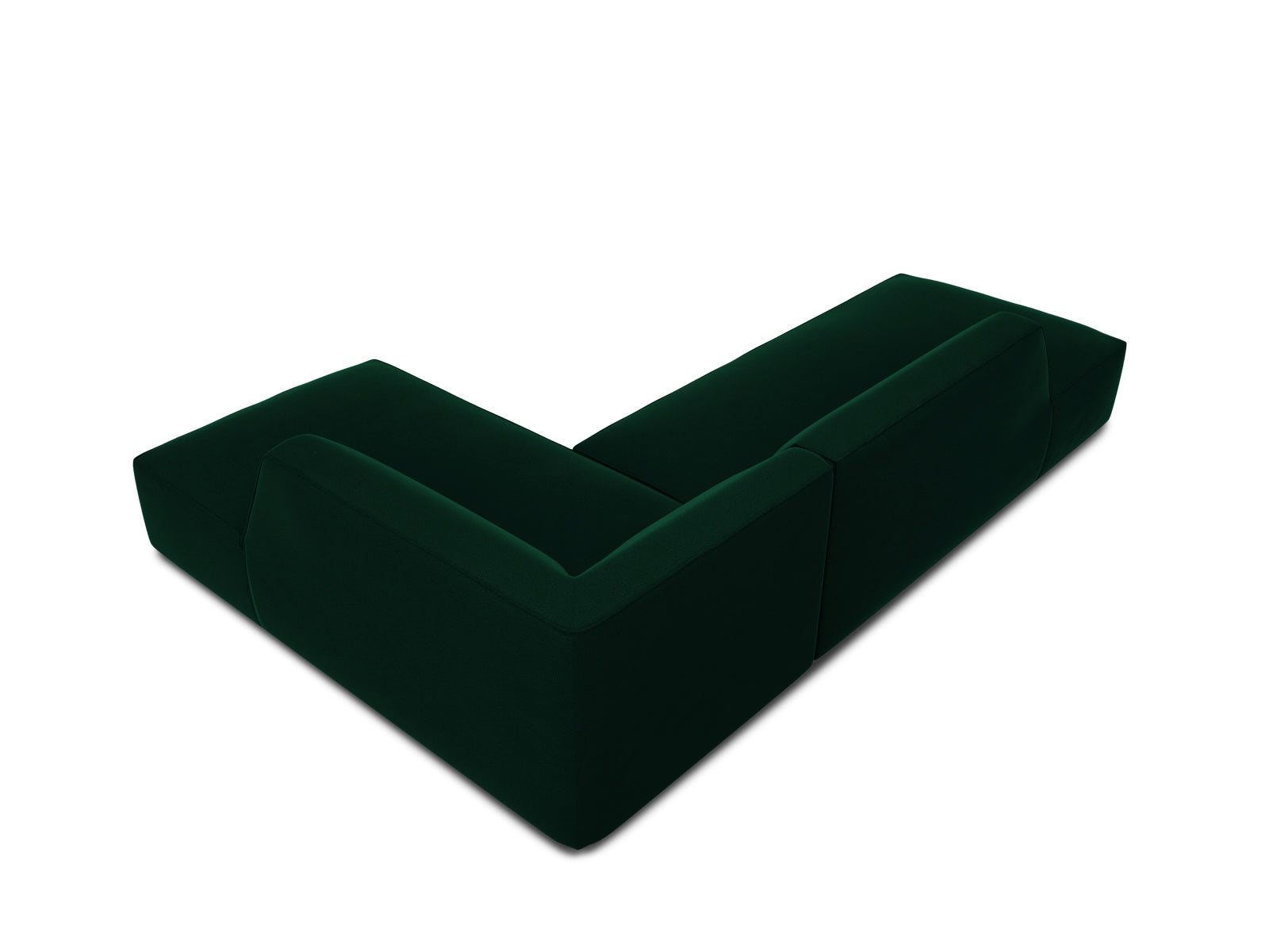 Elegantes modulares Ecksofa in luxuriösem Ruby Velour, rechtsseitig, bietet Platz für vier Personen und verleiht jedem Raum einen Hauch von Stil.