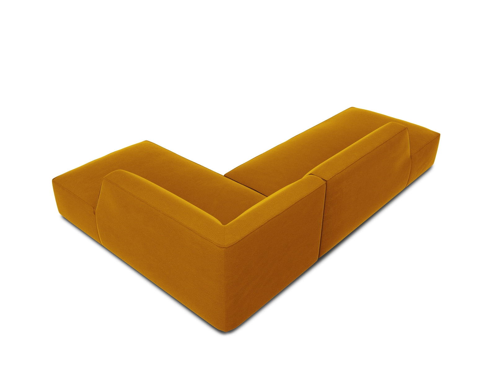 Stylisches Ruby Velour Ecksofa mit offener rechter Seite, ideal für moderne Wohnräume. Bietet Platz für vier Personen und vereint Komfort mit Eleganz.