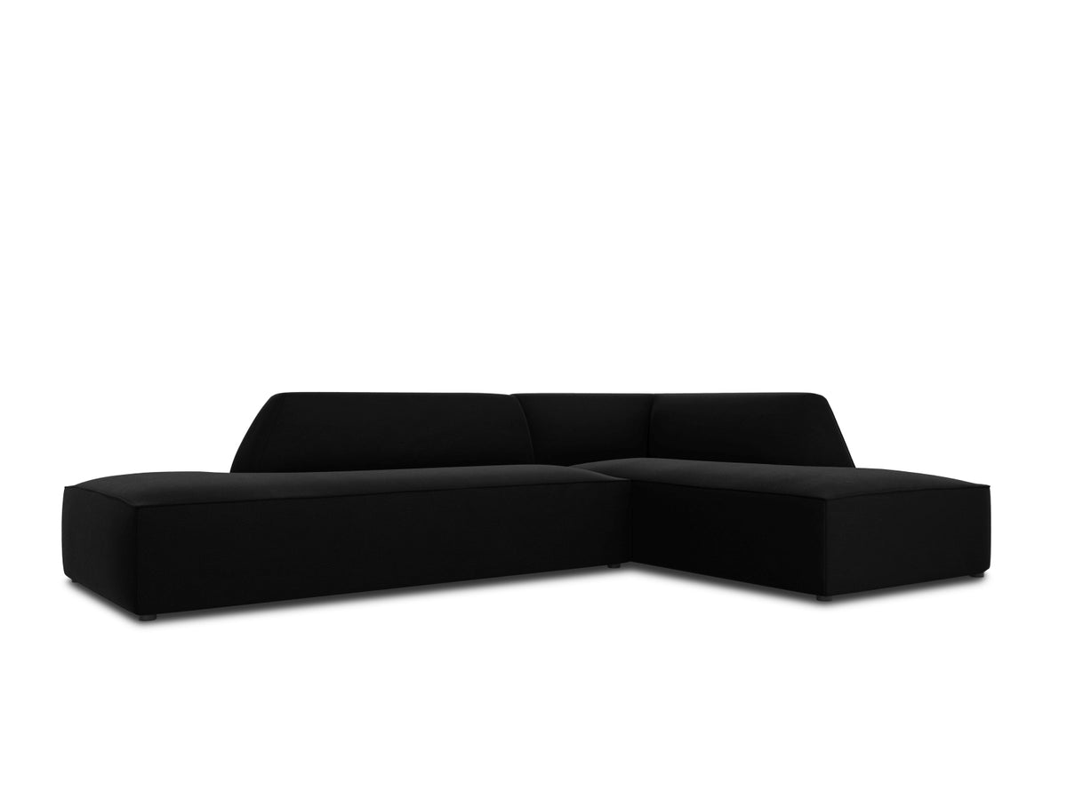Ruby Velour modulares Ecksofa Open end rechts 4 Sitzer in Black-Salvador präsentiert im Onlineshop von KAQTU Design AG. L-Sofa rechts ist von Micadoni