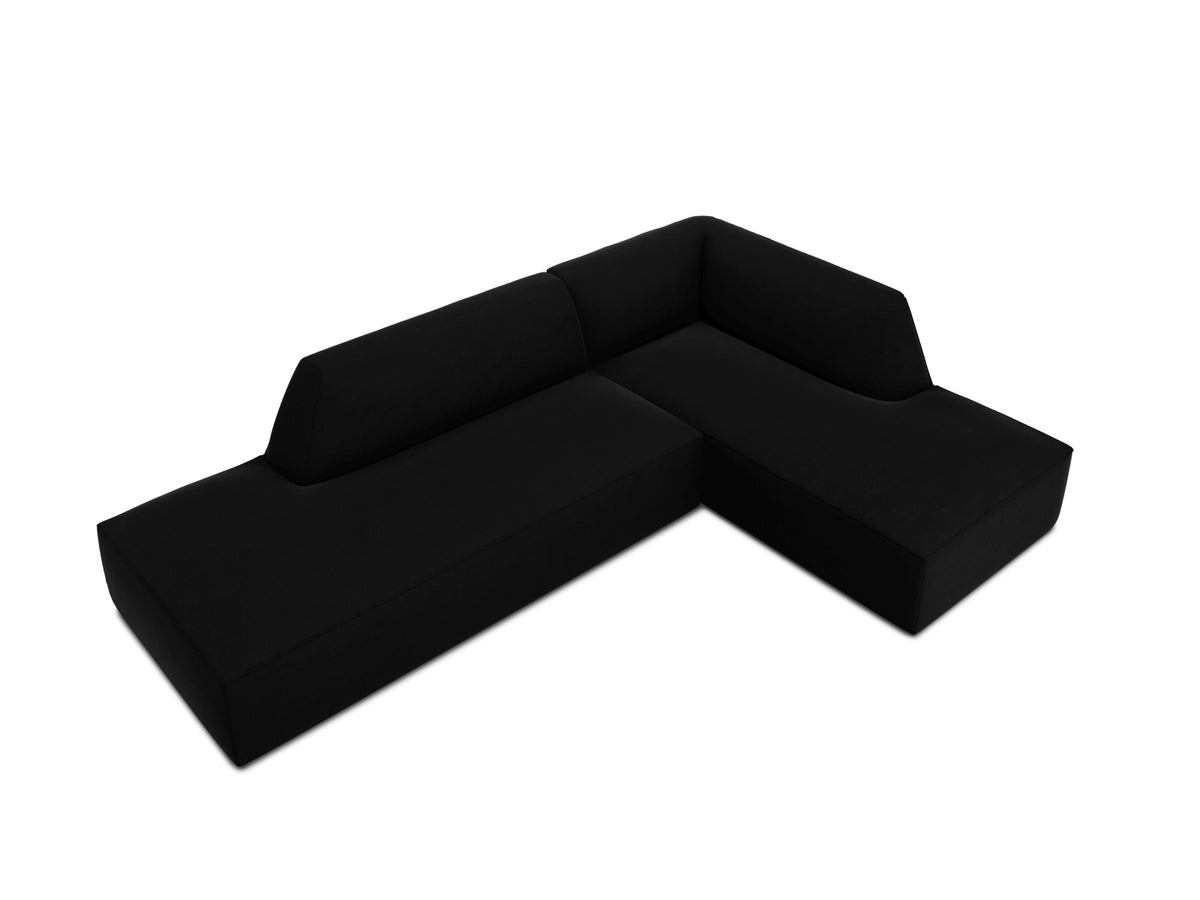 Ruby Velour modulares Ecksofa Open end rechts 4 Sitzer in Black-Salvador präsentiert im Onlineshop von KAQTU Design AG. L-Sofa rechts ist von Micadoni