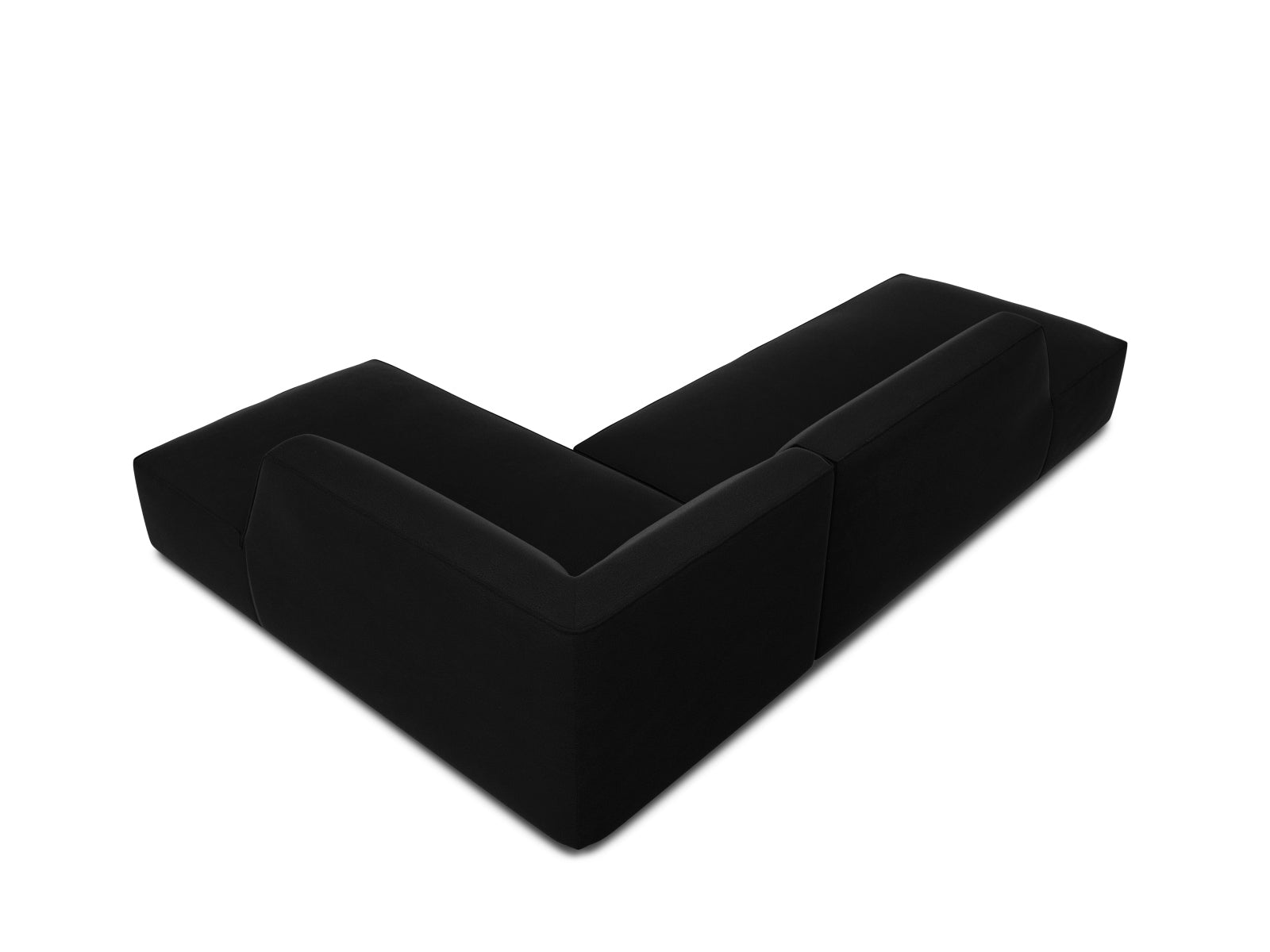 Modulares Ecksofa in edlem Ruby Velour, rechtsseitig, für vier Personen. Ideal für stilvolle Wohnräume und gemütliche Abende.