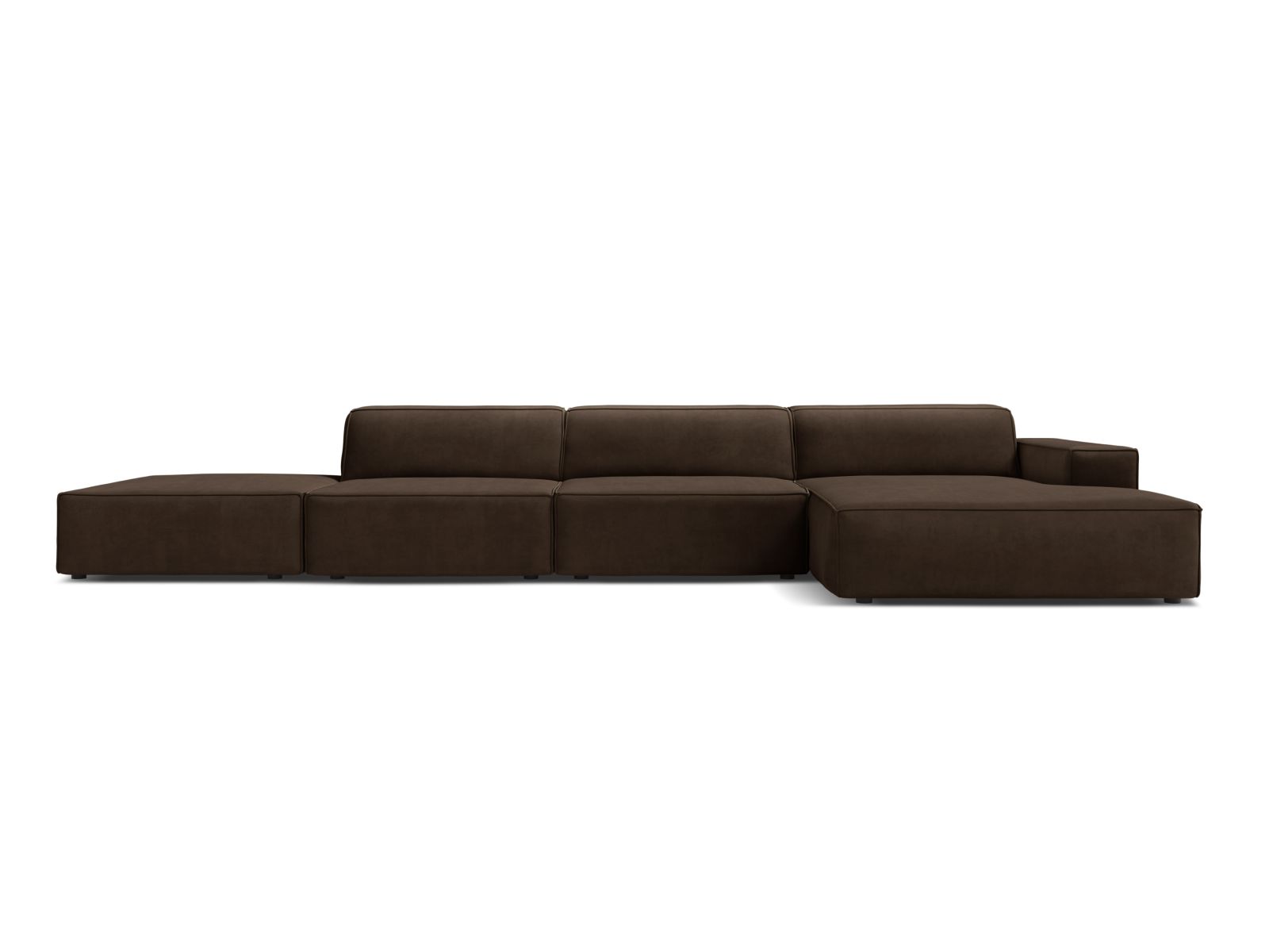 Jodie Velour modulares Ecksofa rechts 5 Sitzer in Dark Brown-Bluvel präsentiert im Onlineshop von KAQTU Design AG. Ecksofa rechts ist von Micadoni